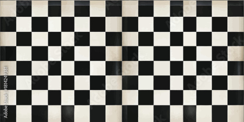Abstract black and white checkered pattern creating a visually striking illusion.