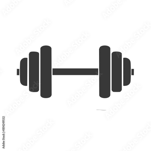 Black dumbbell illustration symbol of fitness training and weight lifting concept isolated