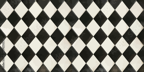 A striking black and white diamond-patterned tile design, perfect for modern interiors.