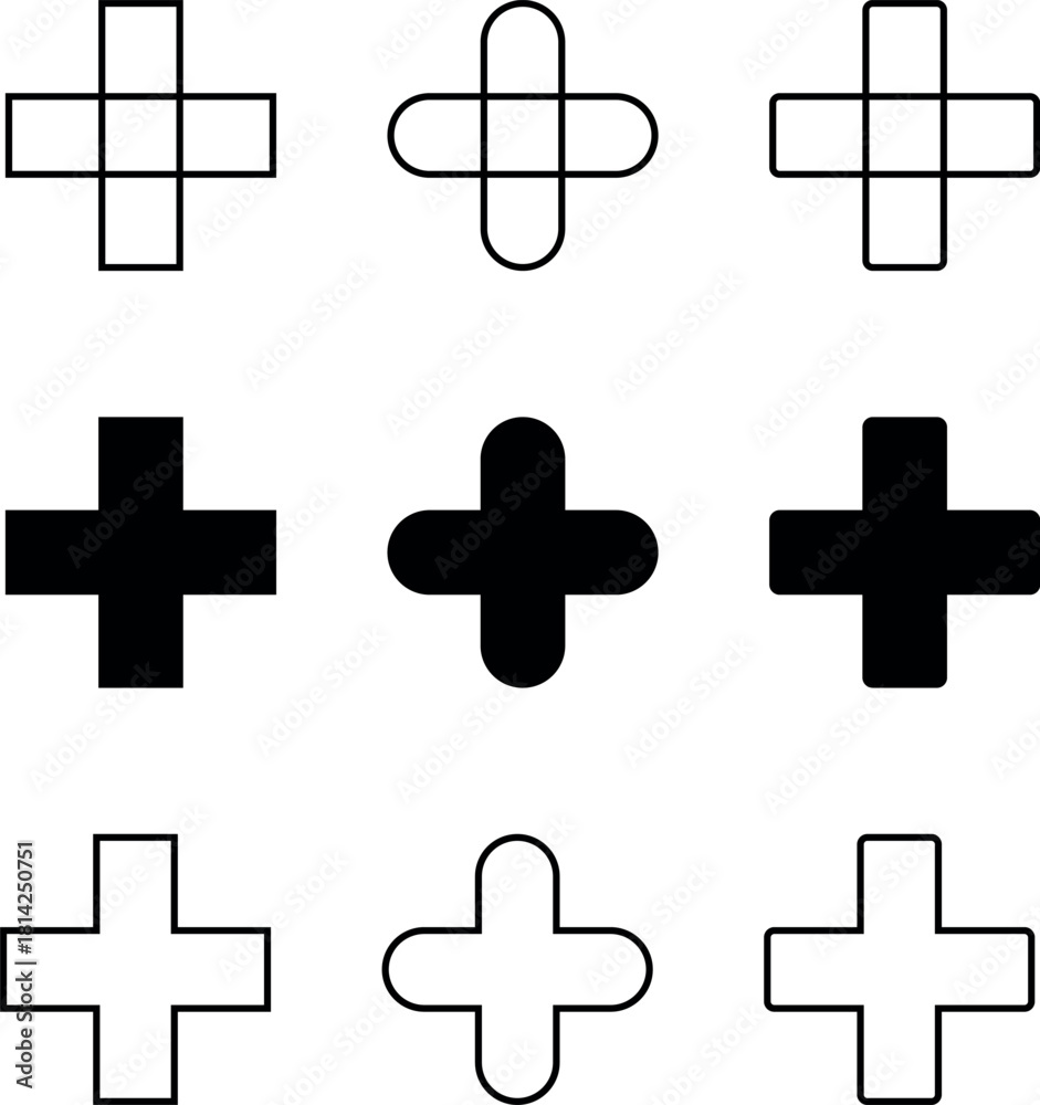 Obraz premium 9 set of minimalistic vector web, mobile, medical, app icons for report, presentation, diagram, web design, mobile app