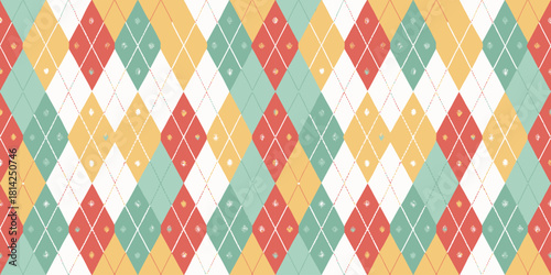 Vibrant geometric fabric pattern featuring multicolored diamonds in a playful arrangement.