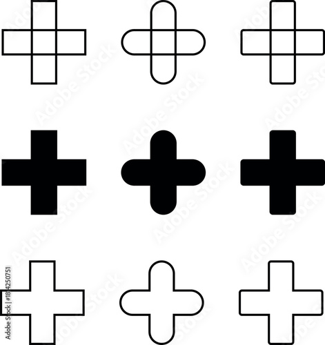 9 set of minimalistic vector web, mobile, medical, app icons for report, presentation, diagram, web design, mobile app