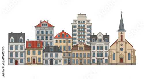 Urban Skyline Architectural Diversity in a Bustling Cityscape