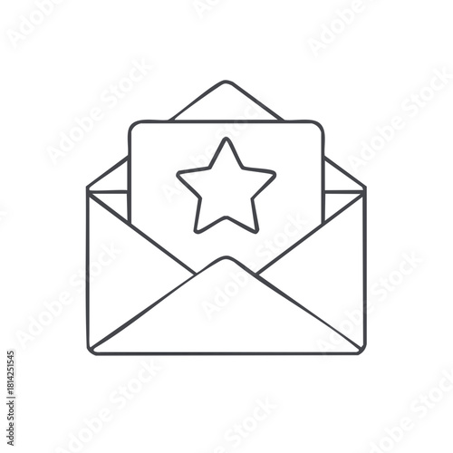 Star message in open envelope icon digital mail feedback important notification concept