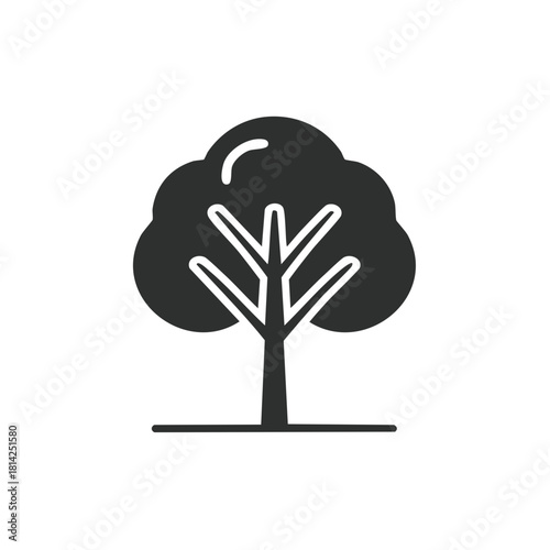 Stylized Black Tree Icon Symbol Simple Clean Design Minimalist Organic Shape