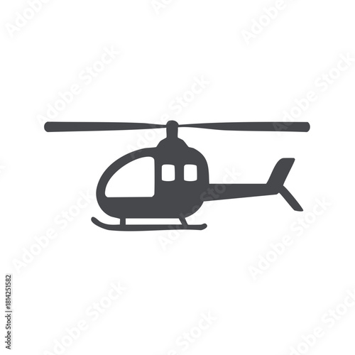 Minimalist gray helicopter icon design for various air transport and emergency service concepts