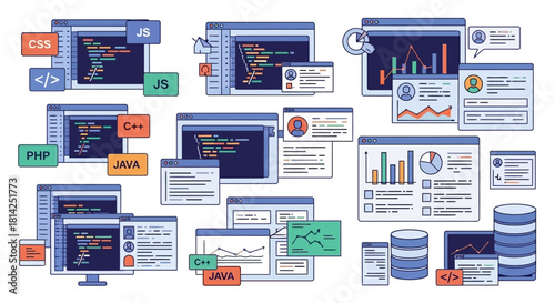 Web Development Icons Programming Languages & Data Analysis for Software Engineering