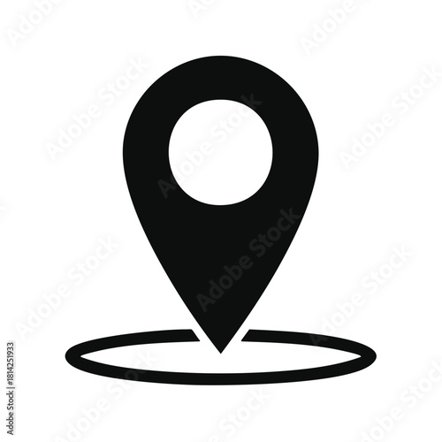Black map location pin icon symbol for navigation or destination tracking vector graphic