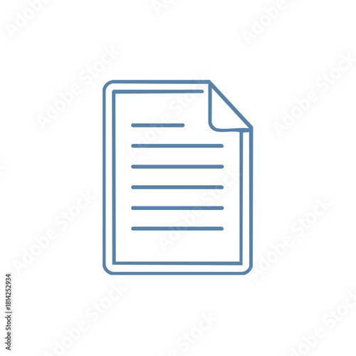Simple blue outline icon of a document with lines of text and a folded corner