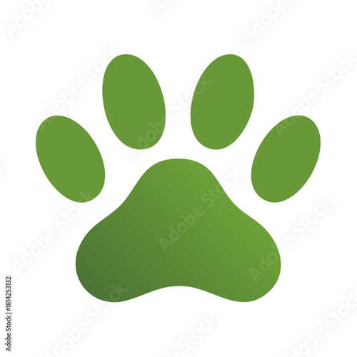 Green Paw Print Icon for Eco Friendly Pet Care and Animal Conservation