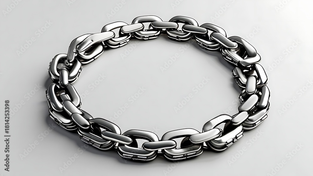Fototapeta premium Stylish Silver Chain Bracelet Elegant Fashion Jewelry Accessory From Above