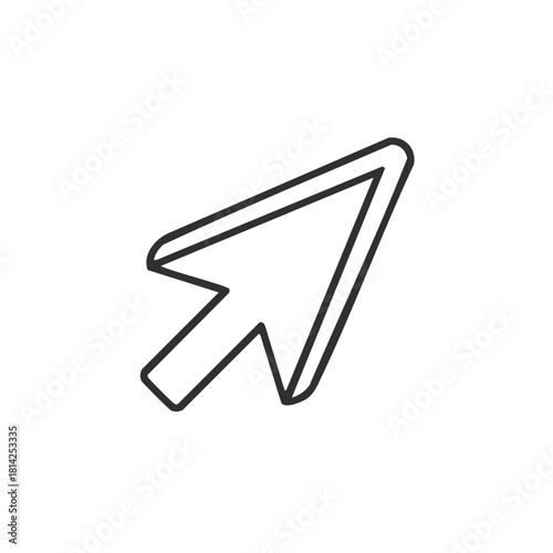 Simple outline cursor pointing direction click icon for digital interface and navigation