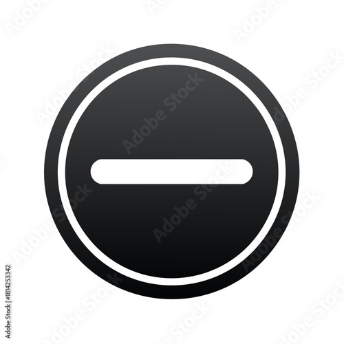 Minimalist minus sign icon in a circle. Negative symbol isolated.