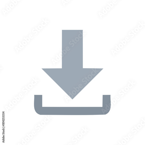 Simple download icon vector graphic. Flat design arrow and save button for user interface design