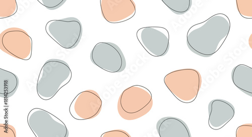Abstract Pebble Pattern Minimalist Pastel Shapes on White