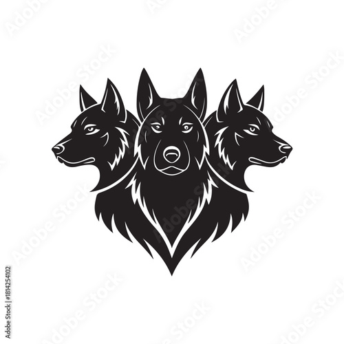 Cerberus vector silhouette black colour vector design and white background