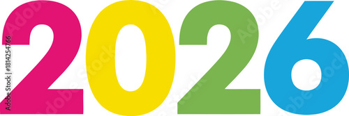 Colorful 2026 graphic illustration for new year and future concepts Vector