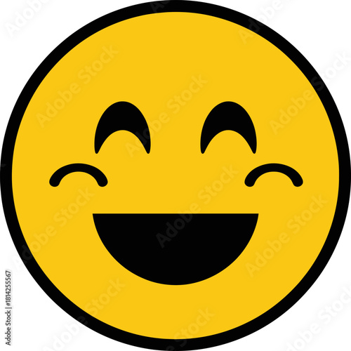 Joyful expressive emoji with wide open smile and closed eyes Vector