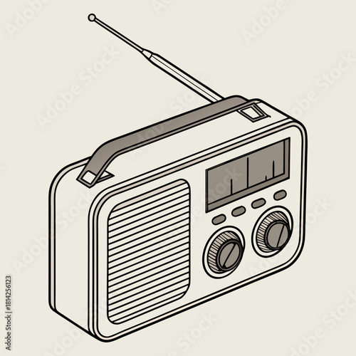 Vintage Portable Radio with Extendable Antenna and Tuning Dials retro audio