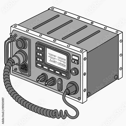 Tableau sur toile Rugged Communication Device with Coiled Cable and Display technology military