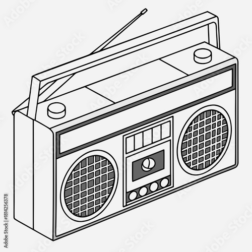 Retro Boombox with Cassette Player and Speakers radio portable radio