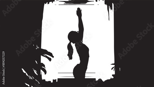 Abstract geometric composition with vibrant color palette and typographic elements