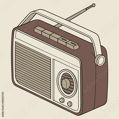 Vintage portable radio with extendable antenna and push buttons vintage radio retro radio