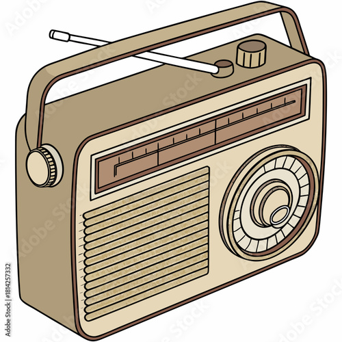 Retro portable radio with tuning dial and speaker grille retro radio vintage radio