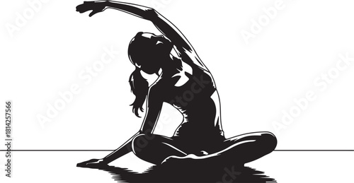 Abstract geometric composition with bold lines and vibrant color blocks in red green blue and yellow against a clean white background