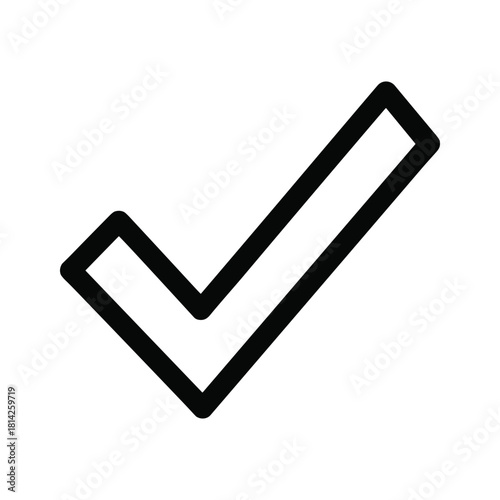 Outline checkmark icon, a symbol of approval, completion, or correctness, isolated on