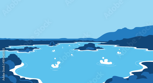 Serene Blue Lagoon with Gentle Bubbles