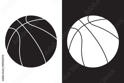 Basketball icon flat simple icon. Liner version - stock vector.