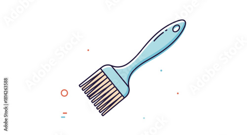 Flat illustration of a light blue paintbrush with a pointed handle and bristles on a white background.