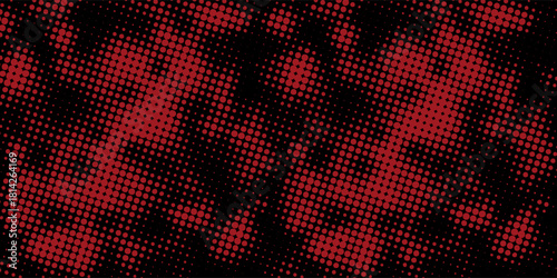 Halftone dots red and blue color pattern gradient grunge texture background.