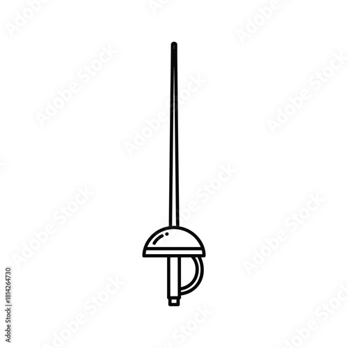 Line drawing of a fencing sword isolated on