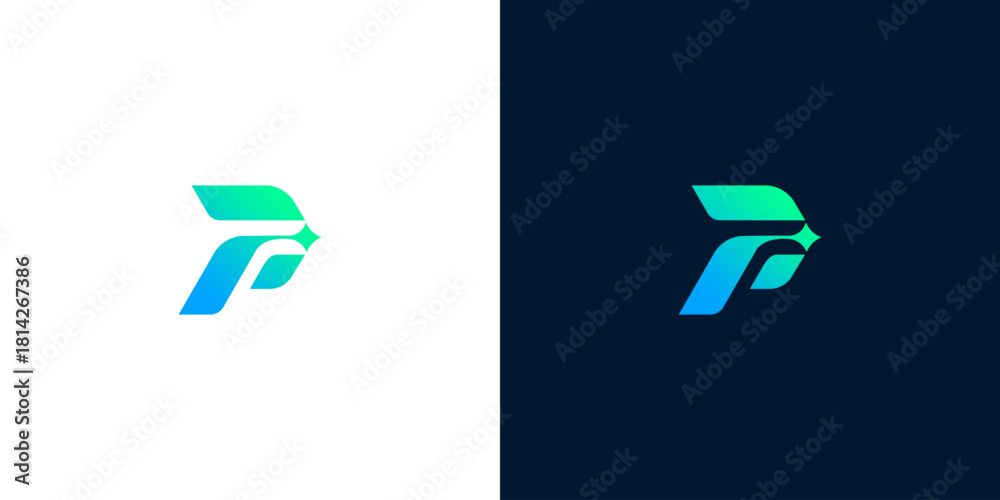 © anello - Abstract letter P logo with a forward arrow, dynamic and modern design with gradient colors