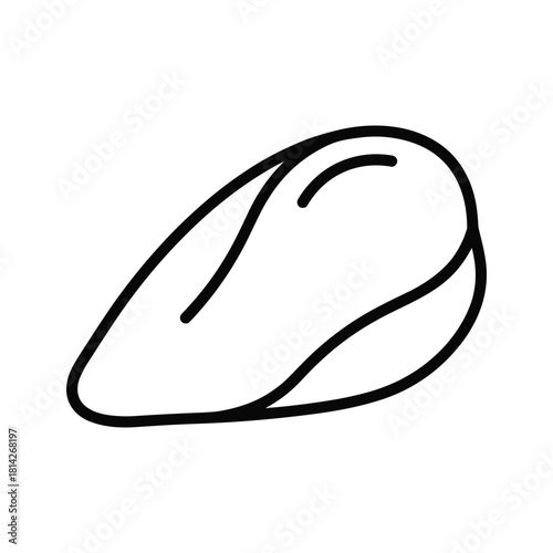 Simple line art icon of a raw chicken breast, ideal for food preparation, cooking, or healthy eating