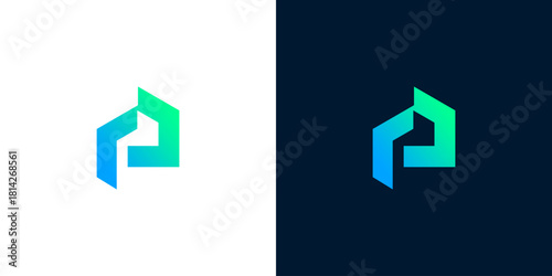 Modern Abstract Letter P Logo Design for Real Estate or Technology Company