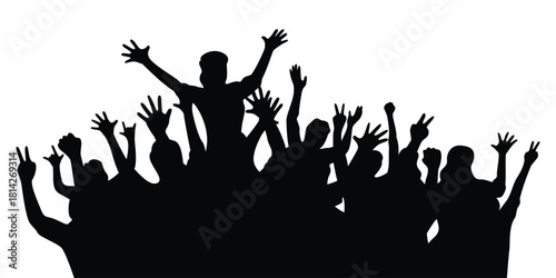 people in concert silhouette design. happy crowd audience.