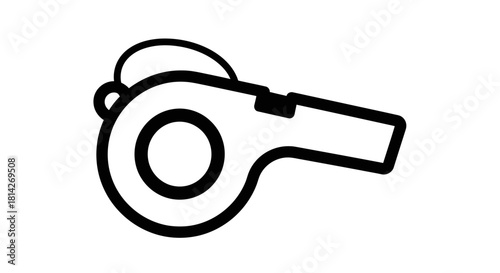 Black and white illustration of a whistle, commonly used in sports and games.