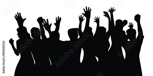 people in concert silhouette design. happy crowd audience.