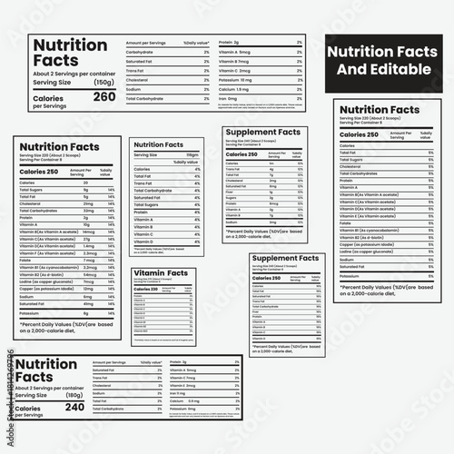 nutrition facts label,supplement facts label,vitamin facts label and nutrition facts information