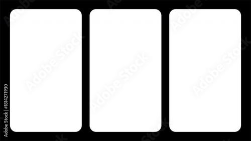 Triple Vertical Panels Film Matte Overlay Alpha Channel 4K