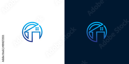 Modern Real Estate Logo Design Elegant House Icon in a Circular Frame, Professional Branding