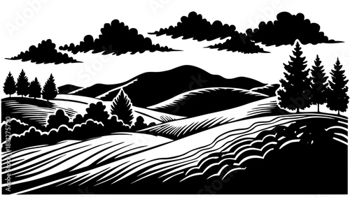 rolling hill silhouettes soft gradient sky.svg