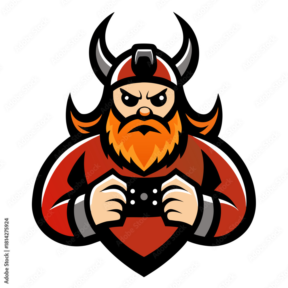 Fototapeta premium strong viking warrior with braided beard.svg