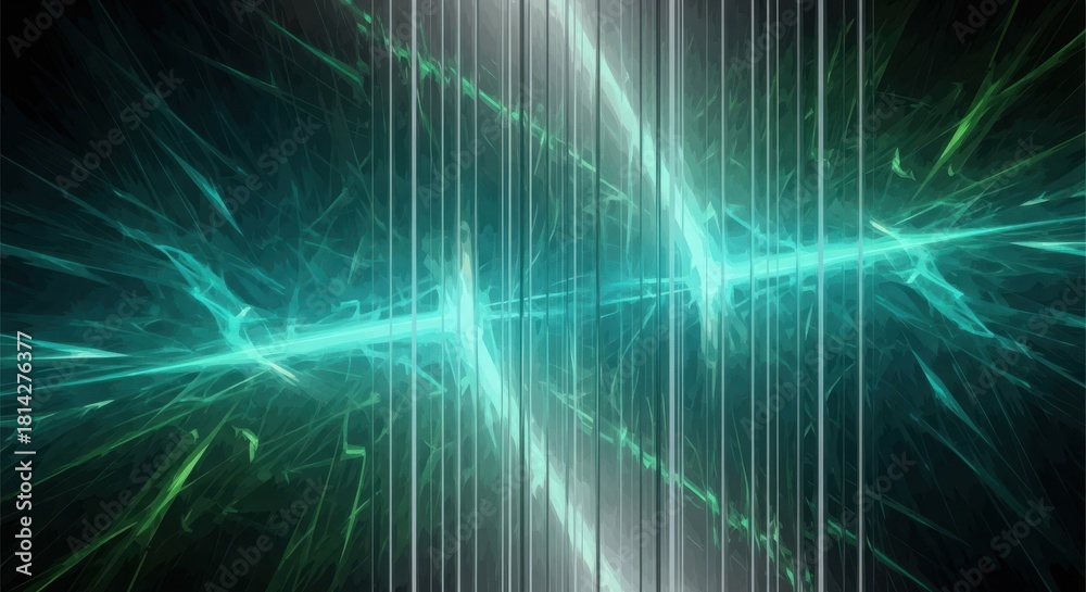 Fototapeta premium gradient surface, futuristic panel with vertical prism distortion. Dark abstract field infused with fractal texture in neon