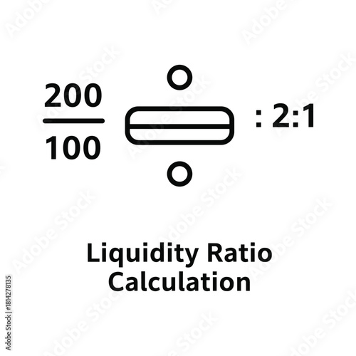 Liquidity ratio calculation icon isolated on showing current asset divided by current liability