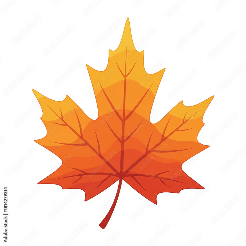 Obraz premium Maple leaf vector icon, autumn theme, orange palette