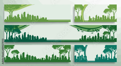Eco-Friendly Cityscape Banner Designs: Green Urban Landscape Concepts for Sustainable Living